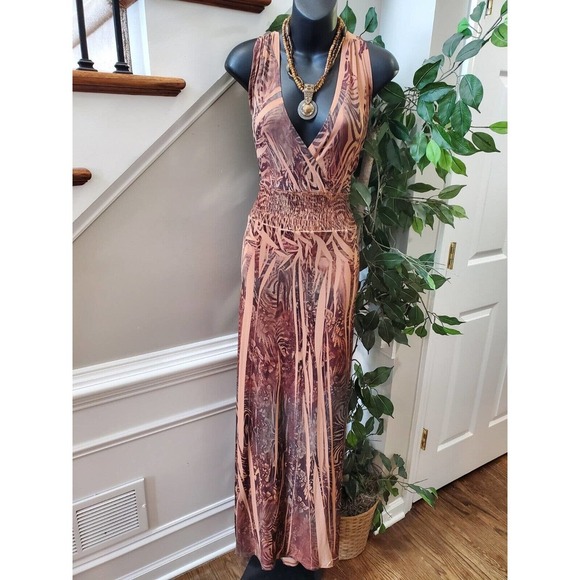 Fresh Of La Women's Brown Polyester V-Neck Sleeveless Long Maxi Dress Size 2X - Picture 10 of 10